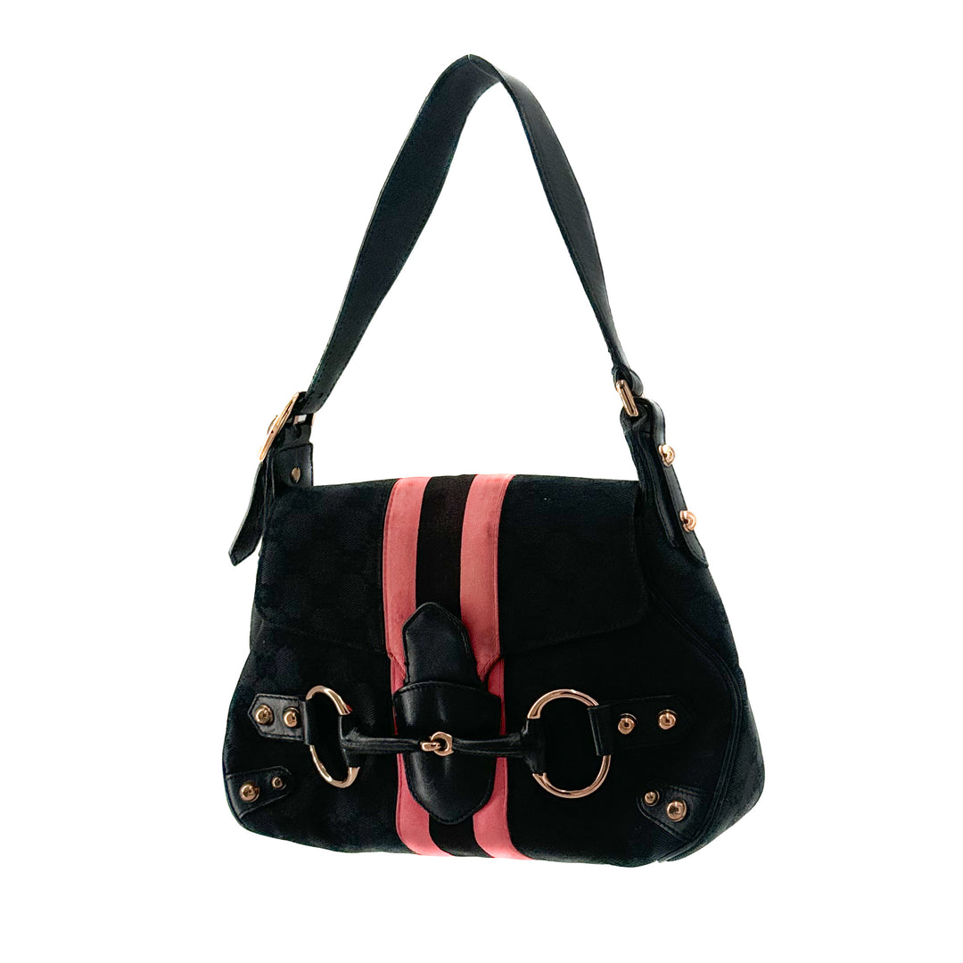 Gucci Monogram Horsebit Web Flap Bag