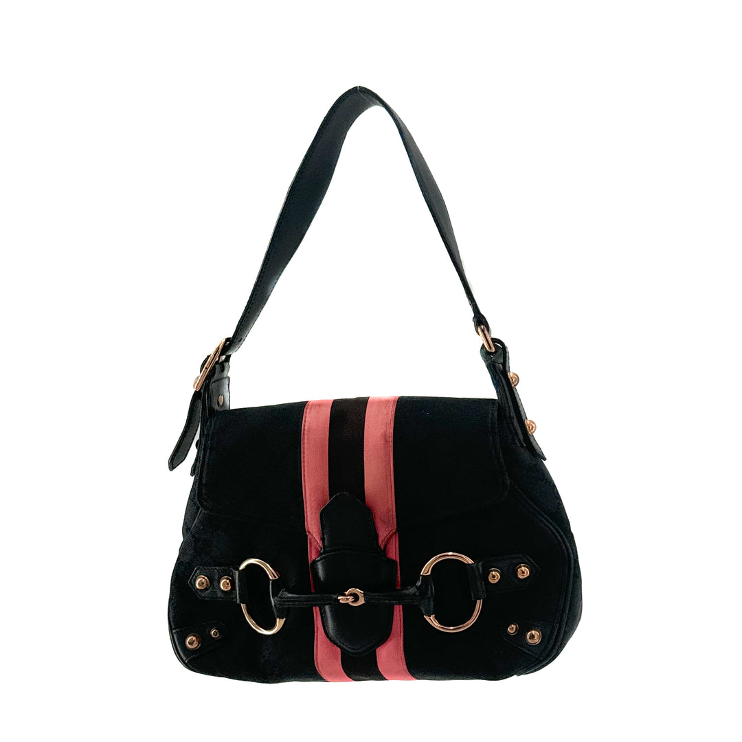 Gucci Monogram Horsebit Web Flap Bag